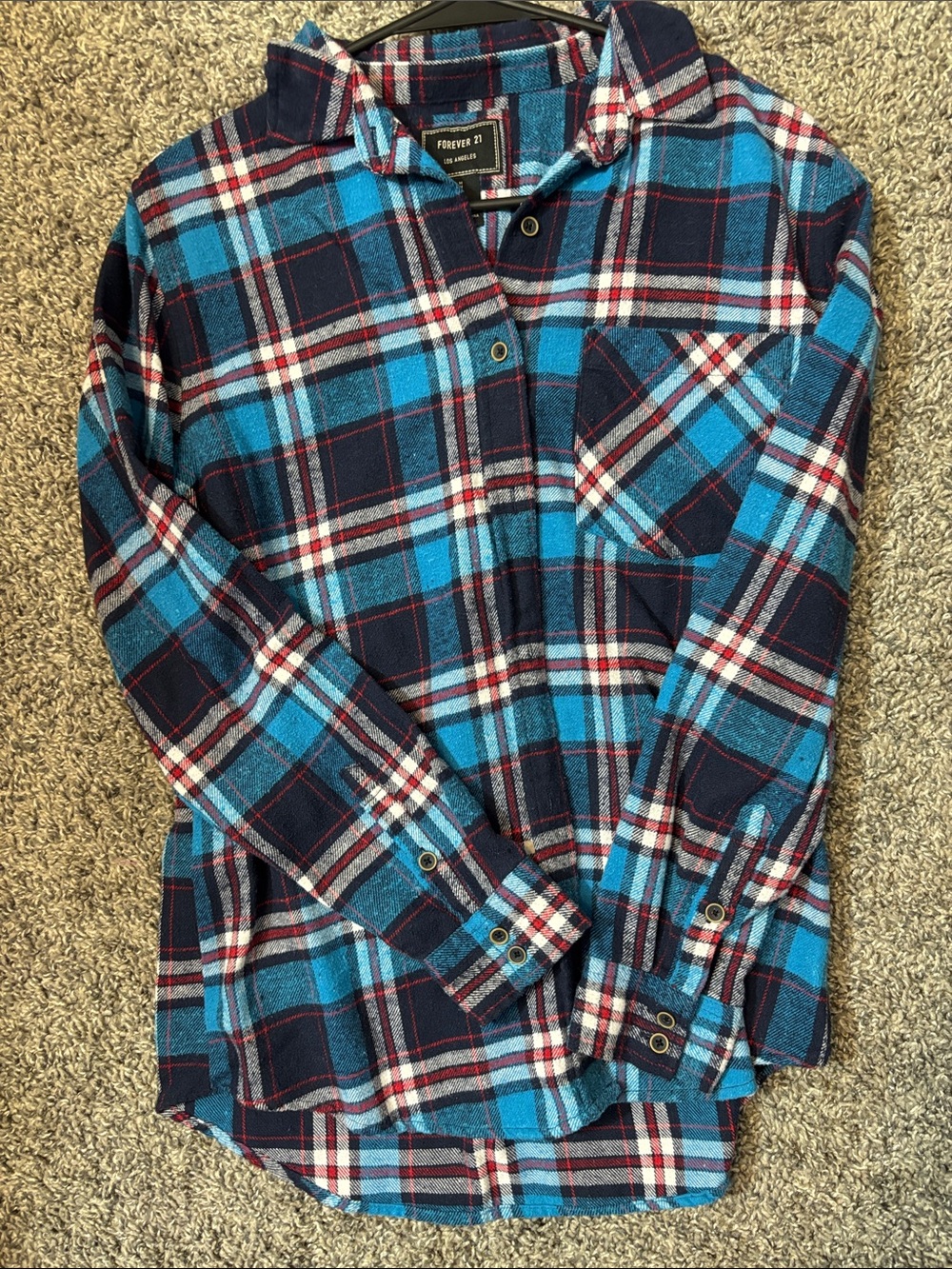 Forever 21 Blue and Navy Plaid Button-Down Shirt